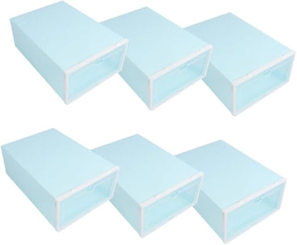 DECHOUS 6PCS Thick Shoe Storage Box Stackable Plastic Shoe Organizer with Lid Sturdy and Dustproof Container for Closet and Home Use
