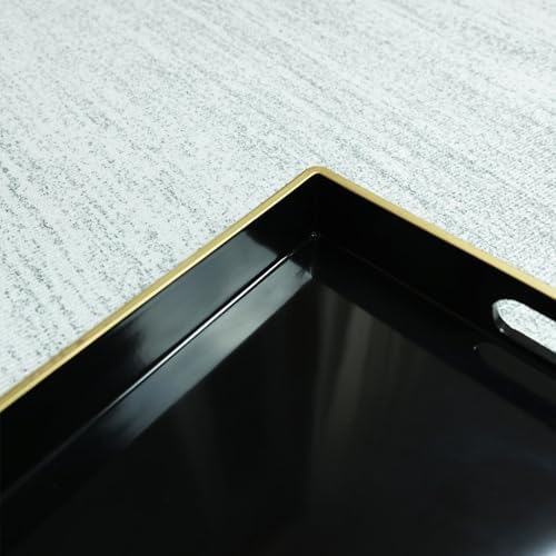 Spsyrine Black Decorative Serving Tray with Handles, Elegant Plastic Coffee Table Tray for Ottoman, Living Room, Home Decor 15.6" X 10.2" - Image 4