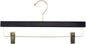 NAHANCO 14” Flat Wooden Skirt/Pant Hanger with Gold Hardware, Black (Pack of 100)