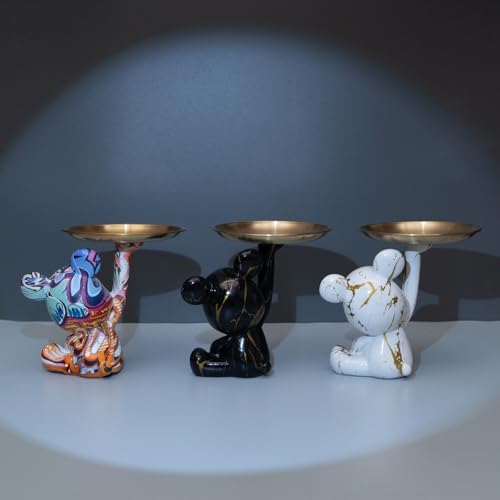 Bear Jewelry Tray Organizer for Keys, Lipsticks, Earrings and Accessories, Bear Statue Suitable for Living Room, Office, Entryway Table and More (White & Gold) - Image 7