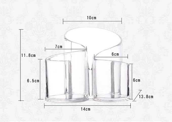 Acrylic Makeup Organizer Cosmetic Storage Display Case Makeup Brush Cotton Ball Pads Swab Q-tip Holder Lipstick Dispenser Canister Bathroom Container (5.5x5.3x4.6in, 3 Partitions, Clear)
