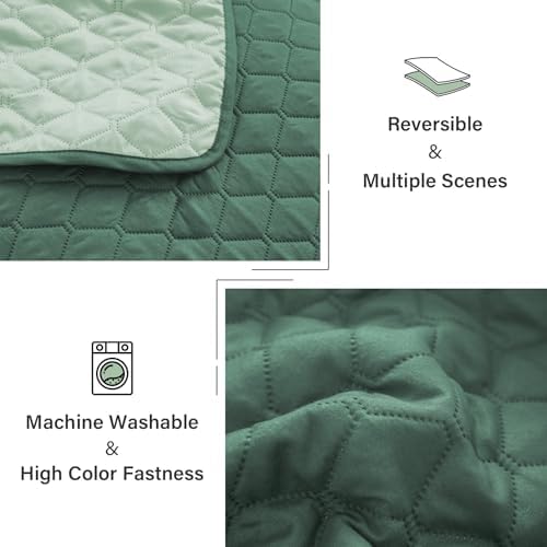 Exclusivo Mezcla Reversible California King Quilt Set, Dark Green - Image 6