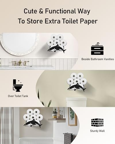 Shark Toilet Paper Holder, Wall Mounted Toilet Paper Storage - Image 5