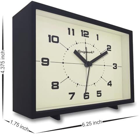 Analog Alarm Clock, 6 inch, Black - Image 2