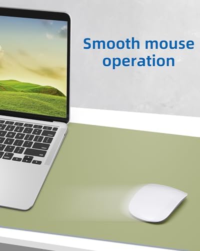 AFIING Leather Desk Pad Protector,Mouse Pad,Office Desk Mat, Non-Slip PU Leather Desk Blotter,Large Desk mat,Waterproof Keyboard mat for Office/Home/Decor (Olive Green,35"" x 17"") - Image 5