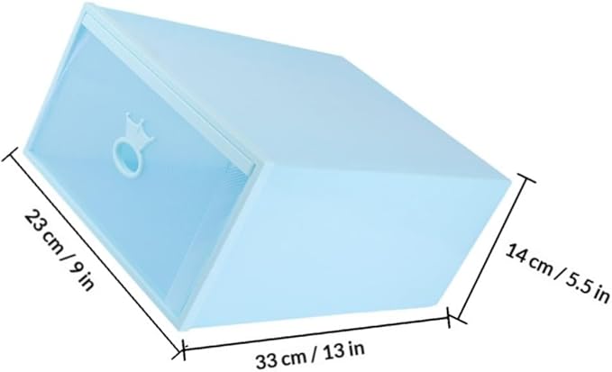 Luxshiny Style Shoes Container Blue Storage Box Window Easy Access Shoe Organizer for Storage