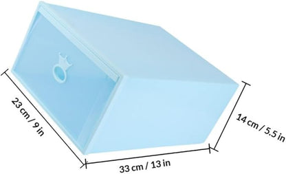 Luxshiny Style Shoes Container Blue Storage Box Window Easy Access Shoe Organizer for Storage