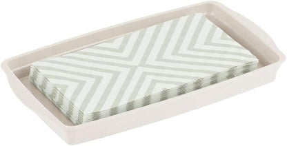 mDesign Plastic Storage Organizer Tray for Bathroom Vanity Countertops, Closets, Dressers - Holder for Guest Hand Towels, Watches, Earrings, Makeup Brushes, Reading Glasses, Perfume - Cream/Beige