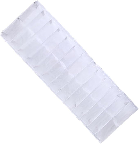 Garneck Over The Door Shoe Organizer - 26 Pocket Hanging Shoe Rack - Space Saving White Storage for Closet and Bedroom Organization