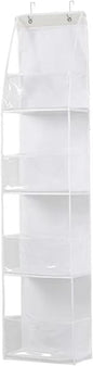 1 Pack Over Door Organizer with 4 Large Pockets, Capacity Hanging Storage with Clear Window Toys, Shoes, Diapers(White)