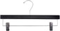 NAHANCO 14” Flat Wooden Skirt/Pant Hanger with Chrome Hardware, Black (Pack of 25)