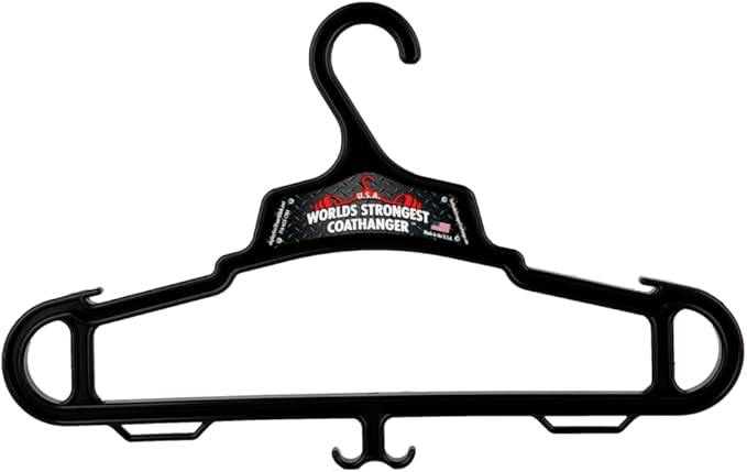 Worlds Strongest Coat Hanger | USA Made | 140 lb Load Capacity | Multipurpose Gear Hanger | Black (24)