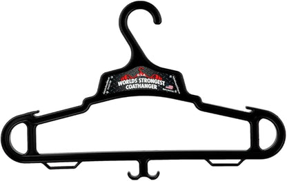 Worlds Strongest Coat Hanger | USA Made | 140 lb Load Capacity | Multipurpose Gear Hanger | Black (40)
