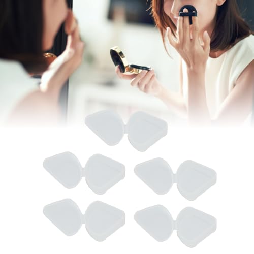 5pcs Makeup Sponge Holder Case, Plastic Makeup Container Case for Bead Capsules, Triangle Powder Puff Storage Box with Transparent Lid