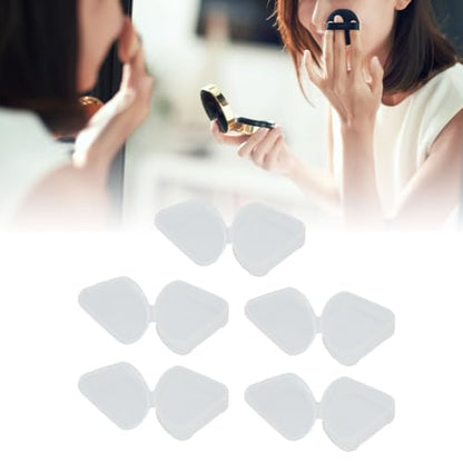 5pcs Makeup Sponge Holder Case, Plastic Makeup Container Case for Bead Capsules, Triangle Powder Puff Storage Box with Transparent Lid