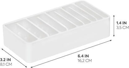 iDesign The Sarah Tanno Collection Silicone Cosmetic and Makeup Brush Holder with Multi-Sized Slots, White