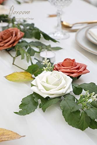 Floroom Artificial Flowers 25pcs Real Looking Ivory Foam Fake Roses with Stems for DIY Wedding Bouquets White Bridal Shower Centerpieces Arrangements Party Tables Decorations - Image 4
