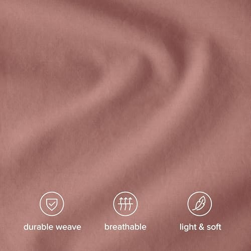 Bare Home 100% Organic Cotton Percale Fitted Sheet (Twin, Dusty Rose) - Image 5