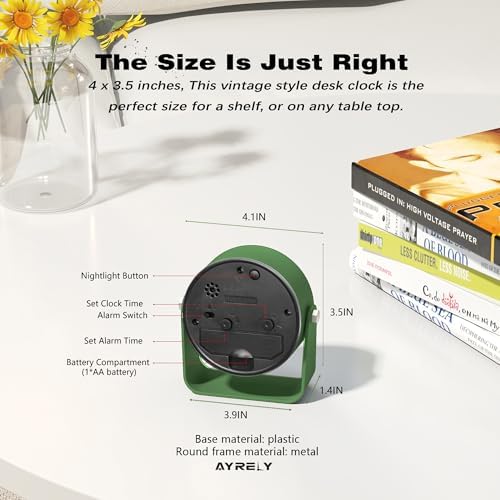 AYRELY® 3.5" Small Analog Travel Alarm Clock, Battery Operated Desk Clock - Image 7