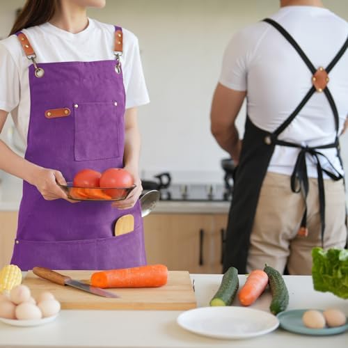 Aoomzoon Canvas Aprons for Men Women, Heavy Duty BBQ Apron with Pockets - Image 5