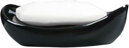 Ceramic Soap Dish Holder, for Bathroom,Tub and Kitchen Sink (Black)