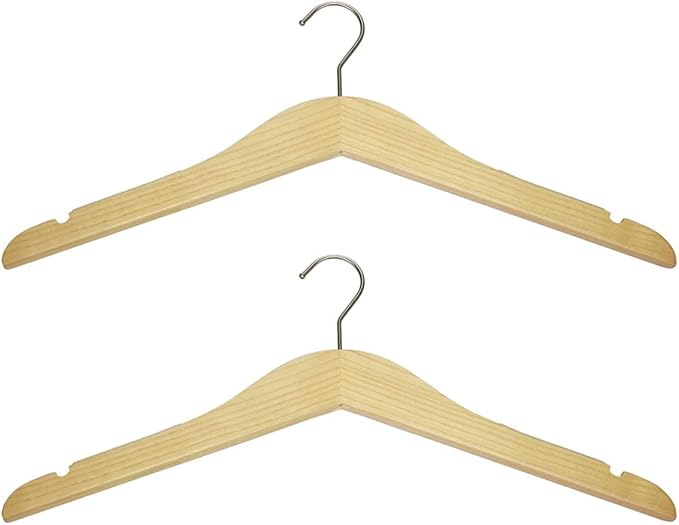 Slim Luxe Wood Top Hangers, Heavy Duty Pants Hangers, Skirt Hangers, Coat Hangers- Clothes Hangers - Non Slip, Slim and Space Saving Hanger. (Natural, 6)