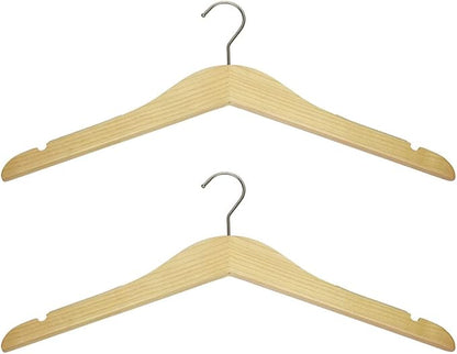 Slim Luxe Wood Top Hangers, Heavy Duty Pants Hangers, Skirt Hangers, Coat Hangers- Clothes Hangers - Non Slip, Slim and Space Saving Hanger. (Natural, 100)