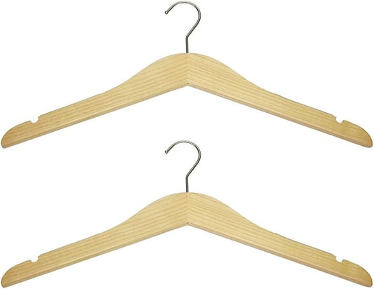 Slim Luxe Wood Top Hangers, Heavy Duty Pants Hangers, Skirt Hangers, Coat Hangers- Clothes Hangers - Non Slip, Slim and Space Saving Hanger. (Natural, 100)