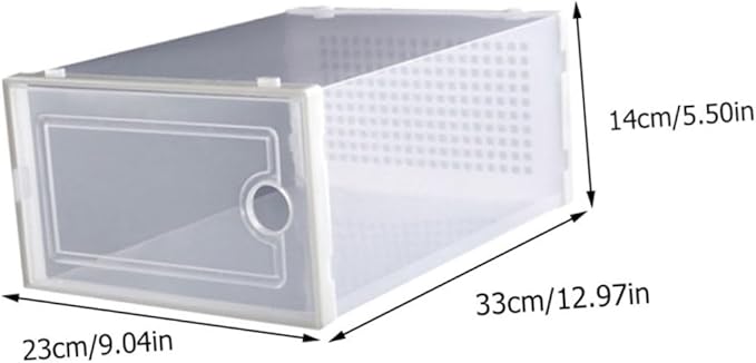 2PCS Transparent Stackable Shoe Storage Boxes Plastic Drawer Style Shoe Organizer for Dormitory and Neat Closet Storage