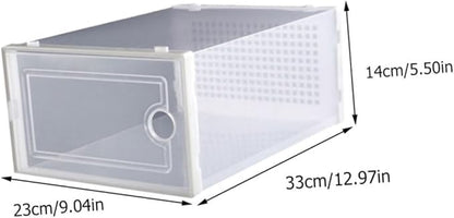2PCS Transparent Stackable Shoe Storage Boxes Plastic Drawer Style Shoe Organizer for Dormitory and Neat Closet Storage