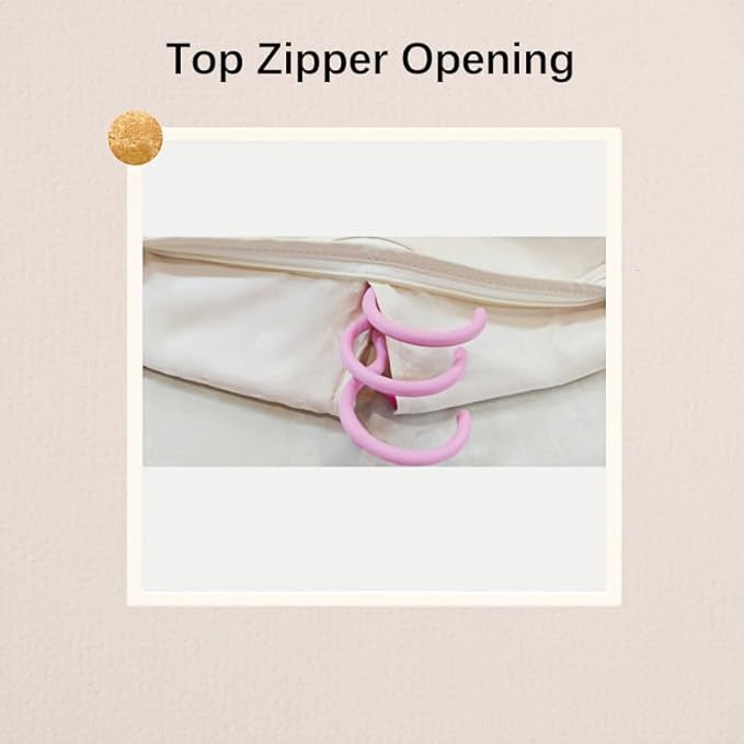 Space Saving Hangable Garment Bag with Self Compression Zipper - Organizer for Closet(Pink，M)