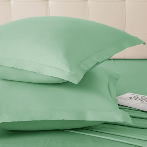Homiest Sage Green Euro Sham Covers 24x24 Inch, Set of 2, Wide Flange - Image 5