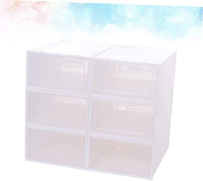 Stackable Shoe Organizer 6pcs Thickened Shoes Storage Box Plastic Container for Small Spaces Dorm Rooms