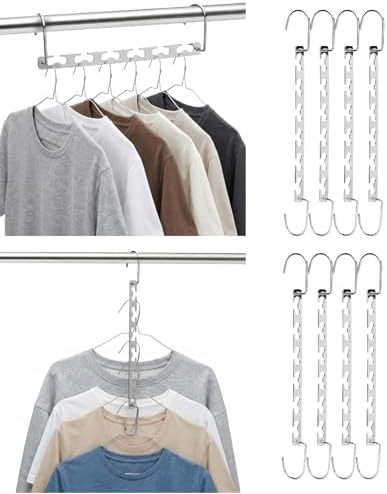 Mr. Pen- Metal Space Saving Hangers for Clothes, 8 Pack, 6 Slots by MrPen