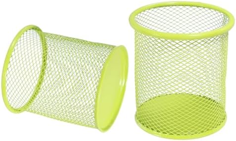 uxcell 2Pcs Mesh Pencil Holder, Metal Pen Cup Desk Organizer Makeup Brush Cup Holder for Home, Office, Classroom(Green) by uxcell