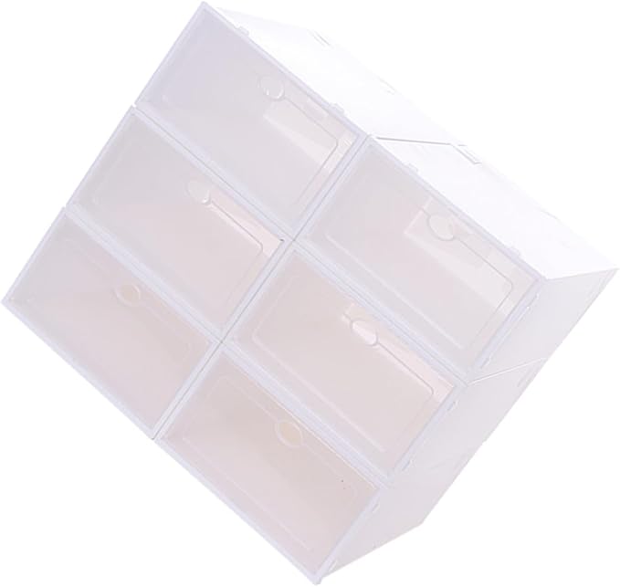 6pcs Stackable Thickened Plastic Shoe Boxes Organizing Storage Case for Shoes Storage Box for Men Women