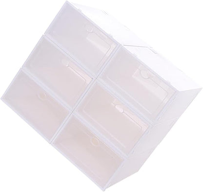 6pcs Stackable Thickened Plastic Shoe Boxes Organizing Storage Case for Shoes Storage Box for Men Women