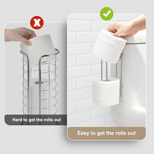 Toilet Paper Holder Wall Mount, Storage Extra 2 Roll Tissue, Over The Tank Toilet Paper Holder, Brushed Nickel and Chrome Tissue Holder for Bathroom Organizer, Adhesive Paper Holder, 1Pcs - Image 3