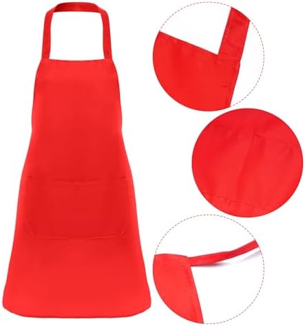 Fengek 8 Pcs Bib Apron for Unisex Colorful Kitchen Apron Bulk with 2 Roomy Pockets for Kitchen BBQ Painting Baking, Red - Image 3