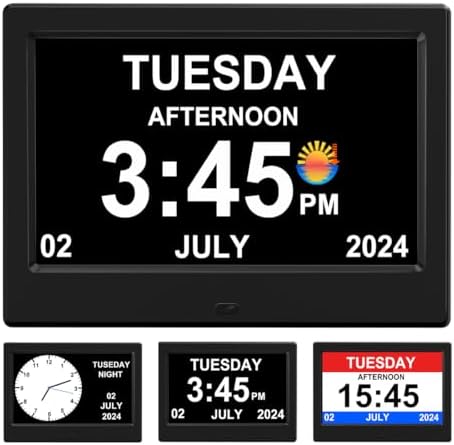 2026 Digital Clock Plug-in (No Battery), Power Outage Memory, DST Display Time, Date, Month, and Year Large-Font Clock for the Elderly, 7in Black by TIMEMOON