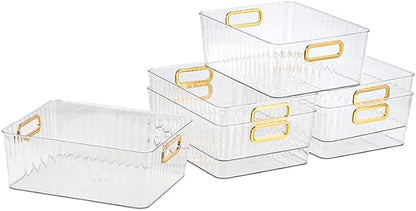 Idotry 6-Pack Clear Pantry Storage Bins, Plastic Organizer Bins