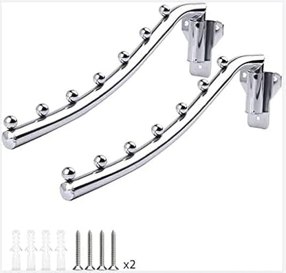 2 Pack Wall Mounted Folding Clothes Hanger Rack, Folding Hanger Detachable Sturdy Swing Arm Coat Hanger Stainless Steel Clothes Hook Closet Rod Clothing Holder Drying Racks for Bathrooms Laundry Room
