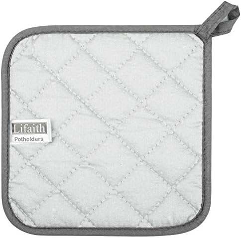 Pot Holders for Kitchen, 100% Cotton Terry Pot Holder Set of 5, Heat Resistant Hot Pads for Cooking, Baking, Hot Dishes and Countertop Protection,Grey - Image 4