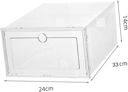 Cabilock 6Pcs Transparent Shoe Storage Boxes Thickened Plastic Containers with Front Opening Drawer Design for Dustproof Shoe Organization Large Capacity for Home Dorm Bedroom Use