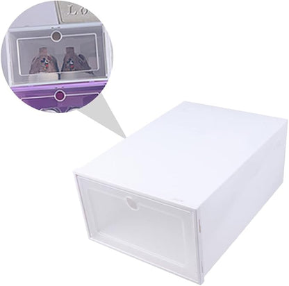 Zerodeko 6pcs Transparent Stackable Shoe Boxes Drawer Type Plastic Storage Containers with Breathable Design for Mens Shoes Dustproof Organizer