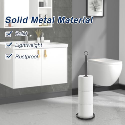 NearMoon Bath Toilet Paper Holder Stand, Freestanding Tissue Paper Storage with Reserve, Space Toilet 4 Rolls Holder for Bathroom/Kitchen Countertop-All Metal (3 Pack, Matte Black) - Image 3