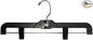 NAHANCO 14” Heavy Weight Plastic Skirt/Pant Hangers with Black Hook and Black Plastic Clips, Pack of 25