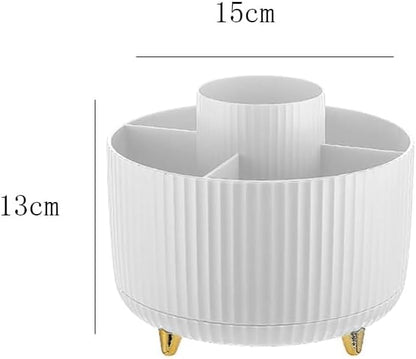 INgke Pink 360°Rotating Makeup Brush Holder Organizer,5 Slots Beauty Container for Vanity Bathroom,Pen Pencil Cup Holder Cosmetic Brushes Storage Holder Desk Organizer Cosmetic Display Cases