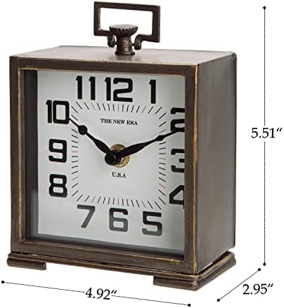 NIKKY HOME Vintage Silent Non-Ticking Table Clock, Shelf Desk Top Clock Battery Operated, Retro Home Decor for Living Room Mantel Desktop Countertop, Antique Brown - Image 6