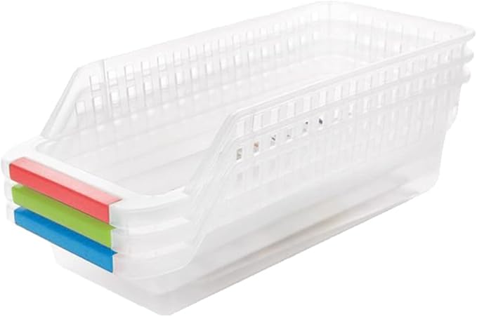 Cabilock Refrigerator Fruit Container Freezer Drawer Organizer Pantry Storage Fridge Bins Kitchen Organizer Compact Sturdy Ventilated for Fruits Drinks Sauce Bottles Random Color